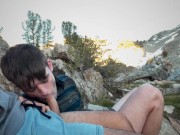 Preview 5 of Hung Hiker Lets me Deepthroat His Huge Cock On the Trail