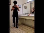 Preview 2 of Jock strokes butt naked in school gym bathroom POV