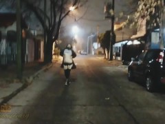 walk along the train tracks of buenos aires with naked busty flashing strangers in public