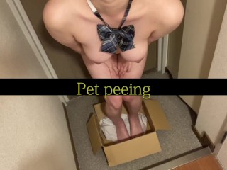 Peeing of a Girl kept as a Pet