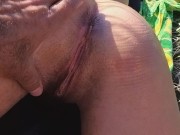 Preview 3 of Quick POV FUCK and Masturbation in nature # ANAL cum Leaking