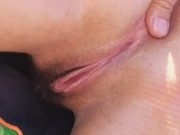 Preview 4 of Quick POV FUCK and Masturbation in nature # ANAL cum Leaking