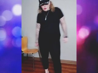 Mistress dressed up as an officer and ready to gag you then take you in