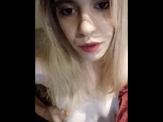 Young MILF squirts and drinks from her lactating tits