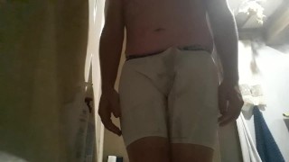 Holding It For Over 6 Hours Huge Cumshot After Soaking My White Shorts In PISS