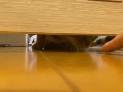 got a huge food by her hand through hole