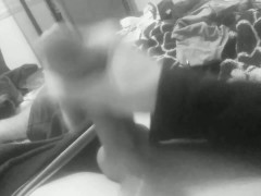 Young man yummy orgasm before class
