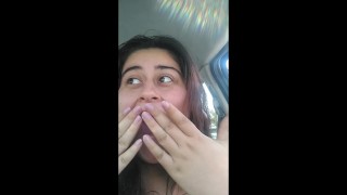 Chubby Latina Plays with her Nipples in a Public Parking Lot