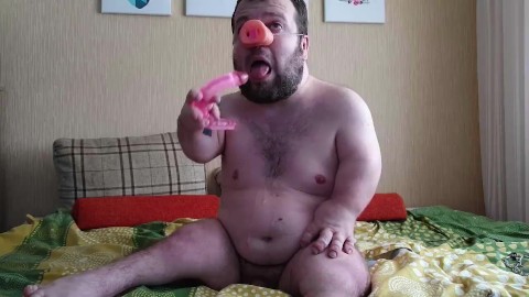BDSM tasks for midget. Clamps, dildo, dick, balls, piggy nose