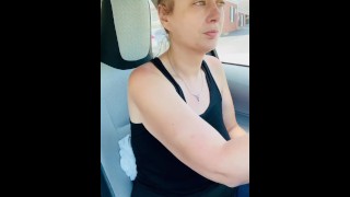 MILF Drives Around The City With Tits Sporting Big Tits And Attractive Eyes
