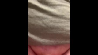 Chubby sissy masturbates in pink thong until he cums on the camera