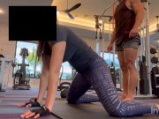 Preview 5 of Voyeur caught trainer teaching young latina yoga teen how to stretch and arch her back for fucking