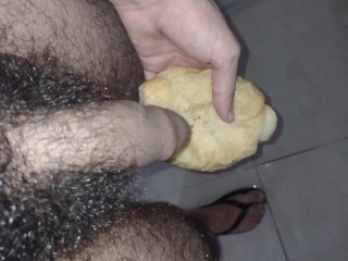 Hairy Cock Man Peeing on a Bread / FOOD FETISH