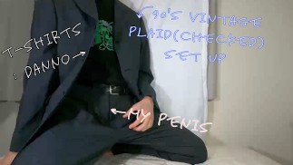 【Мода×мастурбация】 Винтажный плед 90-х годов (в клетку) + футболки (бренд: Danno) + Мой пенис #fashion