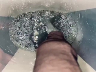 Pissing into a Huge Bucket at Home