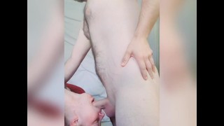 Convinced step brother to fuck my throat before his girlfriend returned