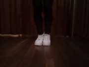 Preview 4 of Nike Air Force 1. Tie the 2 laces together, walk, tear. Fetish video made by a sneaker lover boy