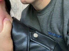 Secretary in a leather outfit wants to get a promotion at work