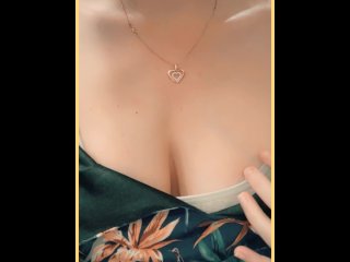 hot wife tits, solo female, vertical video, sexy dress