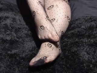 fishnet stockings, feet worship, lesbian foot worship, nylons