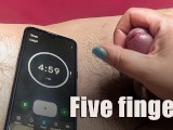 Five fingers, five minutes for cuck to cum