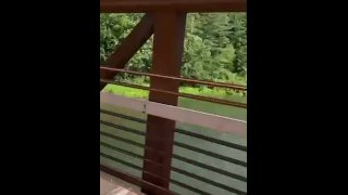 Being Mischievous On A Public Park Trail Flashing Ass And Pussy Was Caught By Two Men