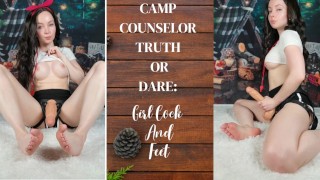 キャンプカウンセラーの真実またはあえて:女の子のコックと足