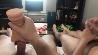 STRAIGHT BEST FRIENDS JERK OFF IN NEW TOYS WHILE CUM HARD