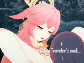 (HD60FPS)YAE MIKO AND RAIDENSHOGUN HAVE A THREESOME WITH TRAVELER IN PRIVATE_ONSEN(Serenitea pot)