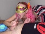 Cute virgin sucks neighbor's hard big cock, this teen girl loves creampie in her little mouth.