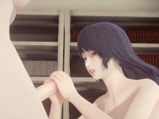 Nonton Hentai Uncensored - Futanari cum in Shoko's face in library Streaming HD