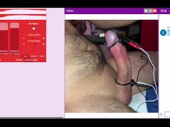 Big white cock cum with electro stimulation - estim remote controlled hfo orgasm