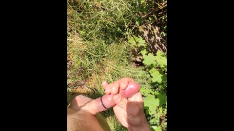 Nude boy - walk in the forest and  electro stimulation 