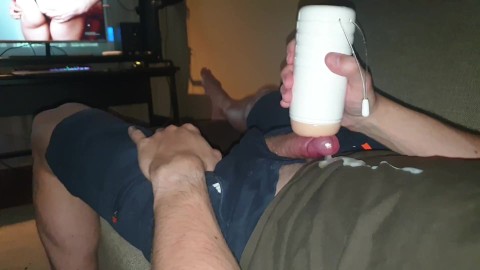 Dirty Talking Fleshlight Fuck, Loud Moaning, Big Cum Load On My T-shirt