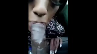 In The Car SEXY Ts Deeptroat A BBC Till He Nut