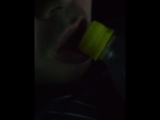 Amateur / Personal Shooting / Lonely Single Man Comforts himself by Licking a Plastic Bottle / ASMR