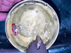 Peeing huge Glass full and runs over clear piss in the sink at night 