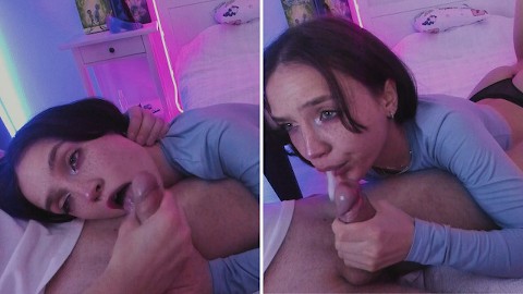 Step sister can't fall till her step brother cum in her mouth