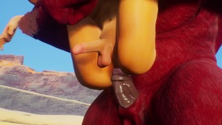 In The Sandy Desert Furry Monster Fucks A Slave Girl