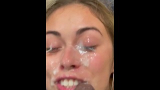 After-Party Huge Facial On A Gorgeous College Girl