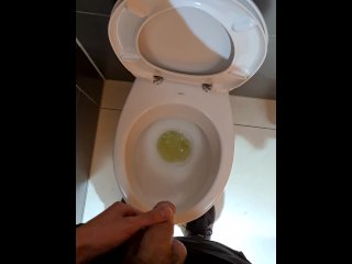 Horny ManPiss in the Public Toilet of Shopping Mall and Play with Dick_4K