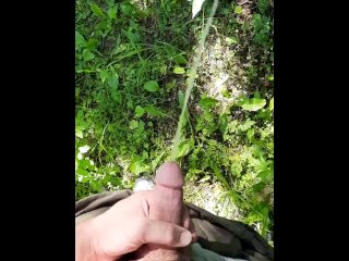 Peeing in public on tree