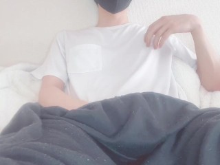 Frontal Masturbation while Playing with Nipples of a Man with a Big Dick