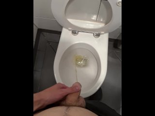 Man piss in the public toilet POV  4K