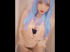 【個撮】青髪ロングヘアー女装して自撮りオナニーしてみた - Screenshot 1 of 16 - 女装