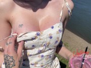 Preview 1 of Hard outdoor fuck WE GOT CAUGHT / cum on boobs