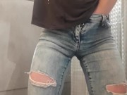 Preview 6 of Compilation 8 Videos of My Wetting Jeans and Pants plus High Heels