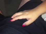 Preview 1 of Italian amateur milf gives amazing handjob with sexy red nails...