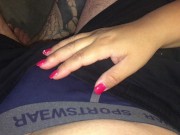 Preview 2 of Italian amateur milf gives amazing handjob with sexy red nails...