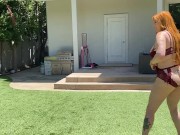 Preview 4 of Big Ass Redhead Milf Plays Dick Ball With Step Son's Huge White Cock